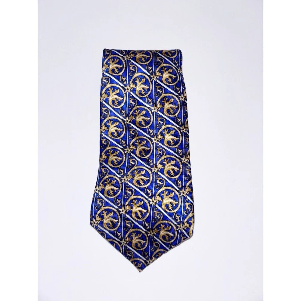 Smithsonian Silk Tie Blue And Gold Stars Cornucopia USA Made